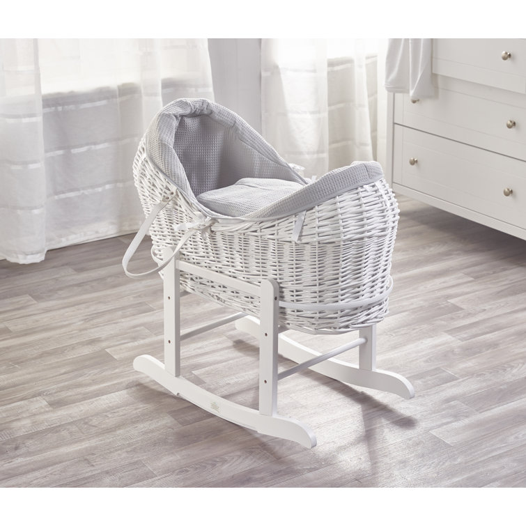 Isabelle & Max Fern Wicker Moses Basket with Bedding and Stand